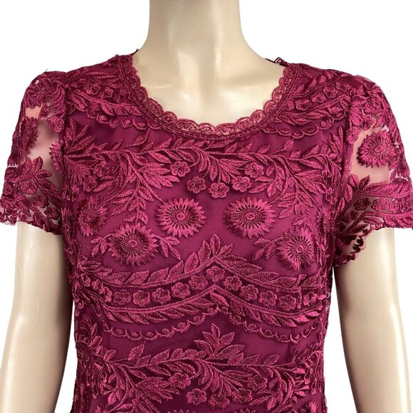 Sail To Sable Size Medium Lace Embroidered Dress Lined Short‎ Sleeves - Picture 5 of 10